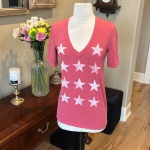 Gap Vintsge Red Star-Patterned V-Neck Women's Top